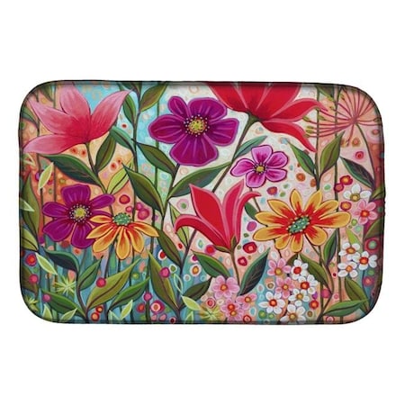 Carolines Treasures Carolines Treasures PPD3015DDM 14 x 21 in. Fanciful Flowers Dish Drying Mat PPD3015DDM